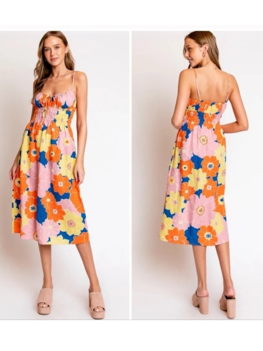 Rails Octavia floral smocked midi summer dress Small